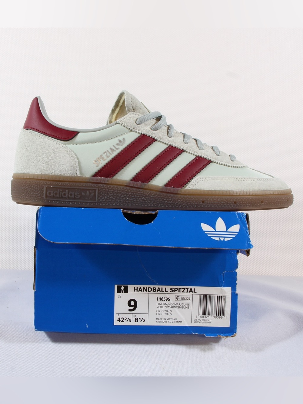 adidas Handball Spezial White & Burgundy Low-Top Sneakers